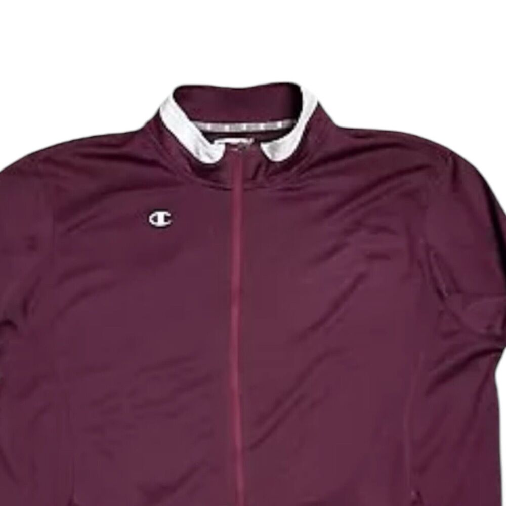 Champion Jacket Men’s 2XL Burgundy Track Logo C Full Zip Athletic Performance